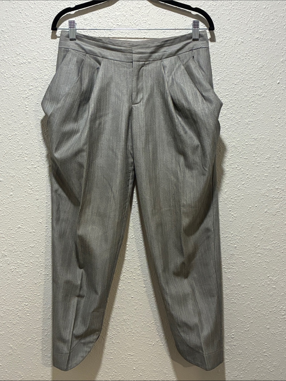 Black Halo Light Gray Pleated Trousers